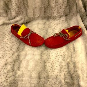 Red suede shoes for men never worn brand new